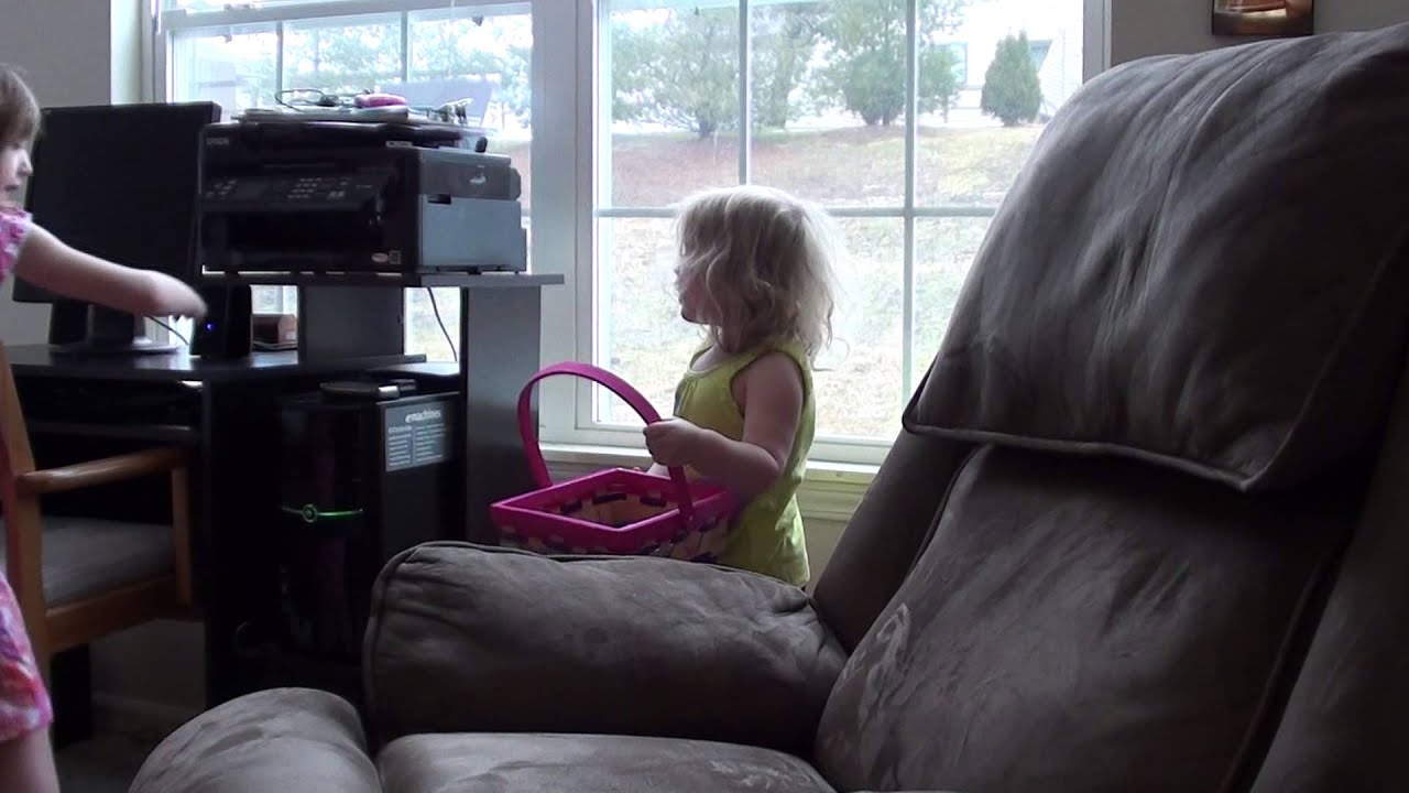 Tooter and the girls on their egg hunt!