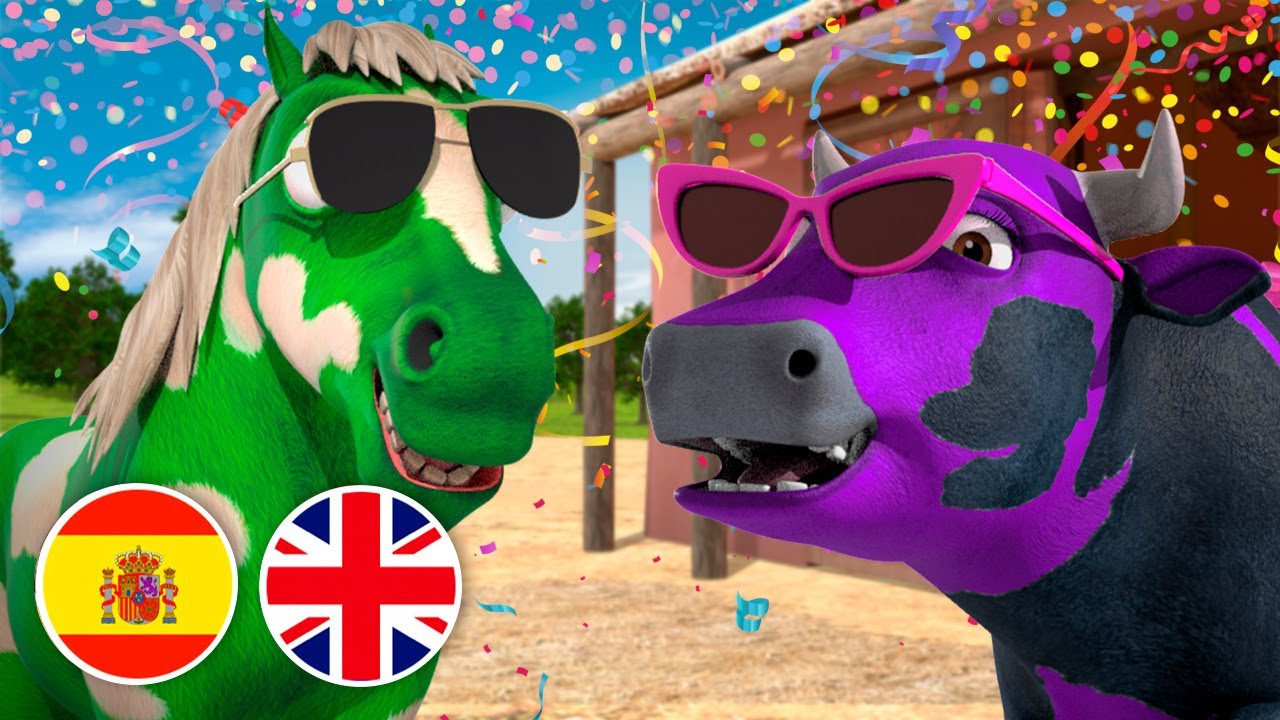 ¡Vamos a Pintar el Tren! El Lobo Beto y La Vaca Lola | Aprende los Colores en Inglés | El Reino Dice