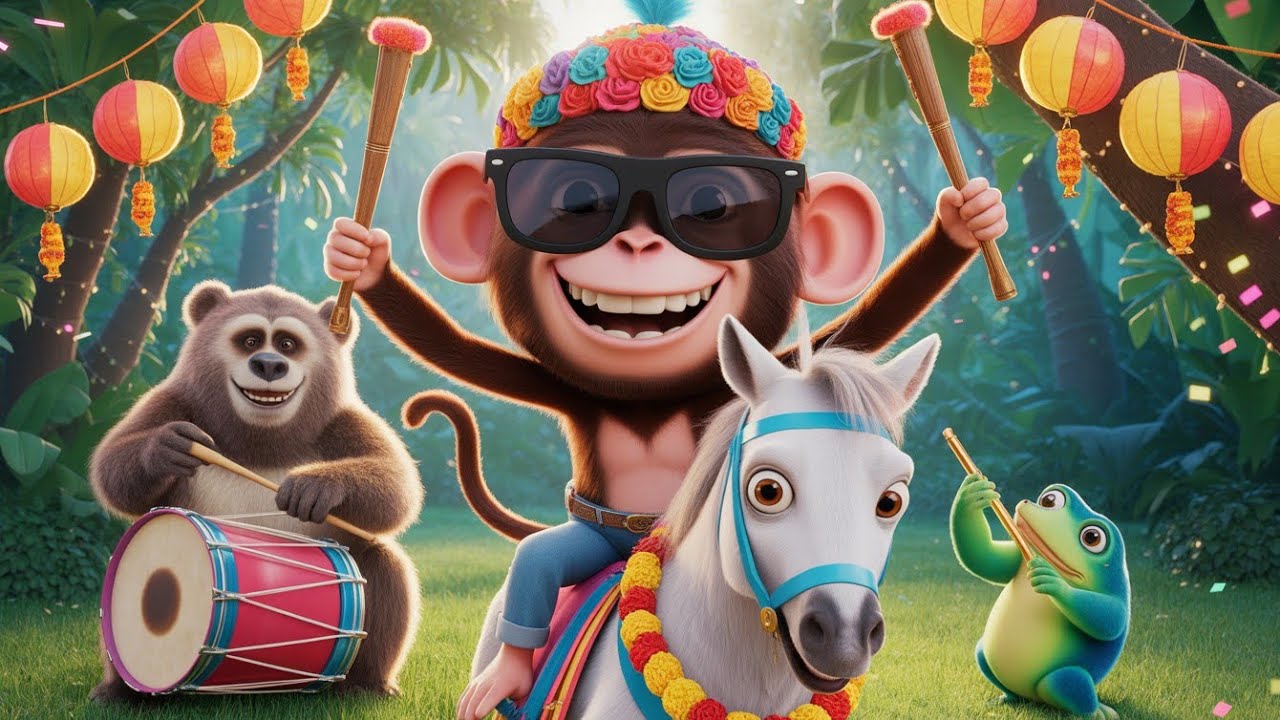 बंदर की निराली बारात 🐒🕺 | Funny Monkey Wedding 3D Animation |🐒💃🦁