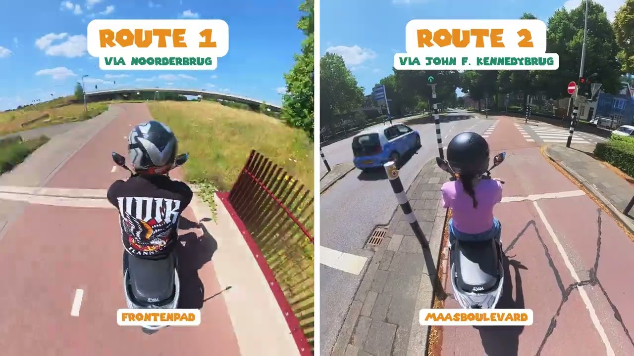 Op de bromfiets of scooter naar of uit Maastricht Centrum? Rijd een brugje om!