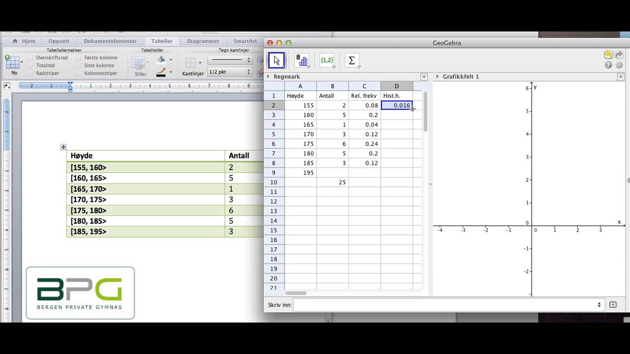 Tegne histogram i Geogebra