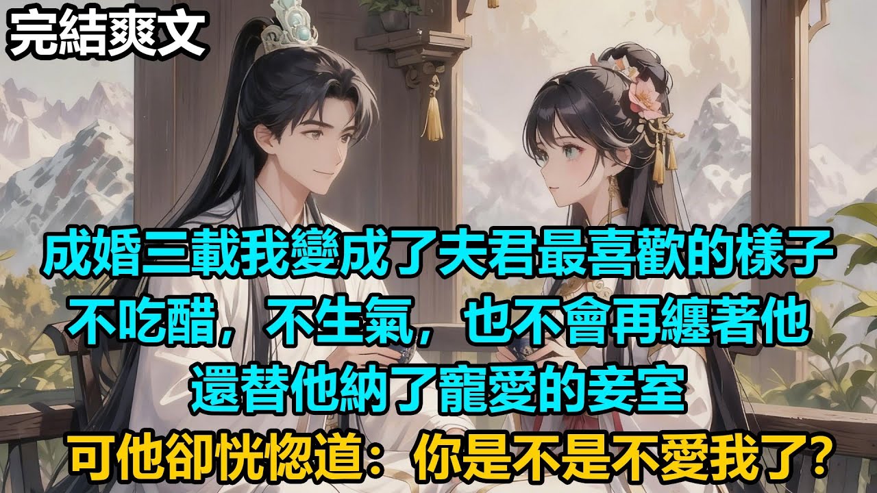 【完結爽文】成婚三載我變成了夫君最喜歡的樣子，不吃醋，不生氣，也不會再纏著他，還替他納了寵愛的妾室，可他卻恍惚道：你是不是不愛我了？#audiobook #小說 #情感 #古言