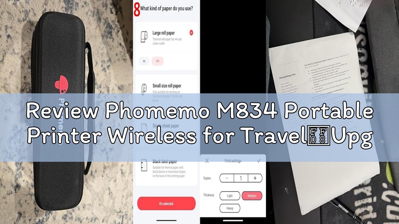Review Phomemo M834 Portable Printer Wireless for Travel（Upgraded）,Supports 8.5