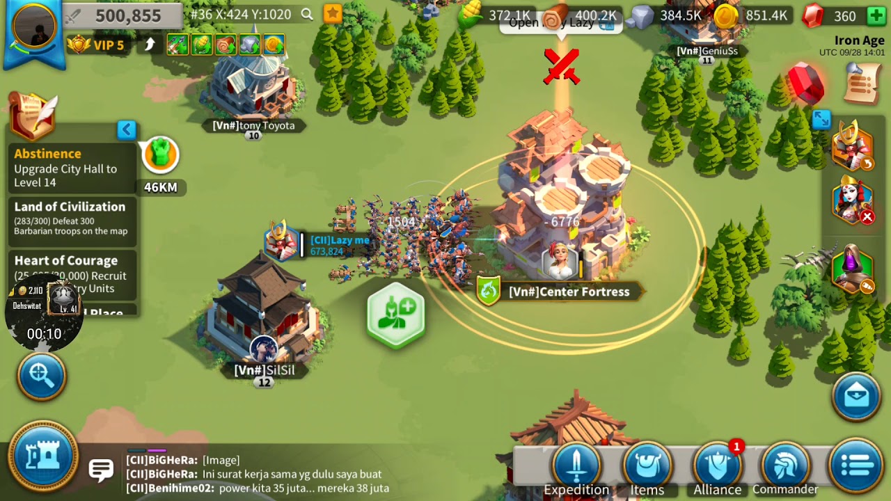 Rise of civilization Destroying [Vn#] Center fortress
