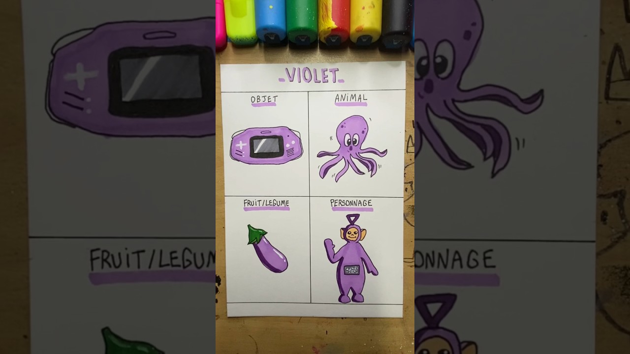 T&rsquo;as pens&eacute; &agrave; quel animal en violet toi ? 🟣🐙 #art #dessin #petitbac #violet