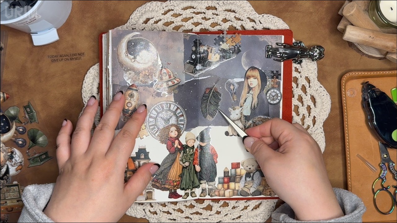 디엘렌 하울하고 다꾸하기📝 │ 빈티지다꾸ASMR │notalking│artjournal│journal│コラージュ