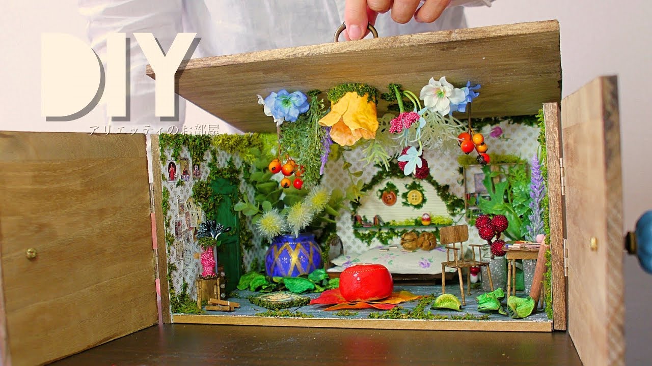 DIY☺︎【ジブリdollhouse】100均の材料でアリエッティ風のお部屋を作る【Ghibli Miniature】Arrietty's house