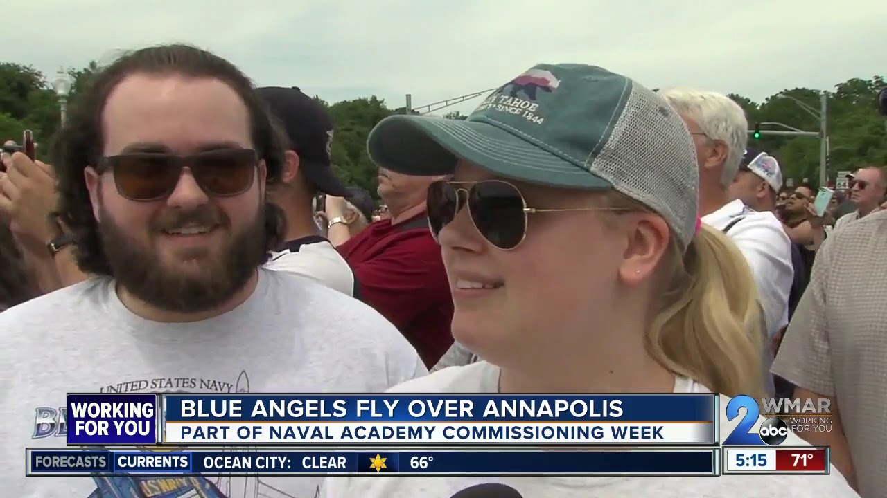 Blue Angels fly over Annapolis for Naval Academy Commissioning Week