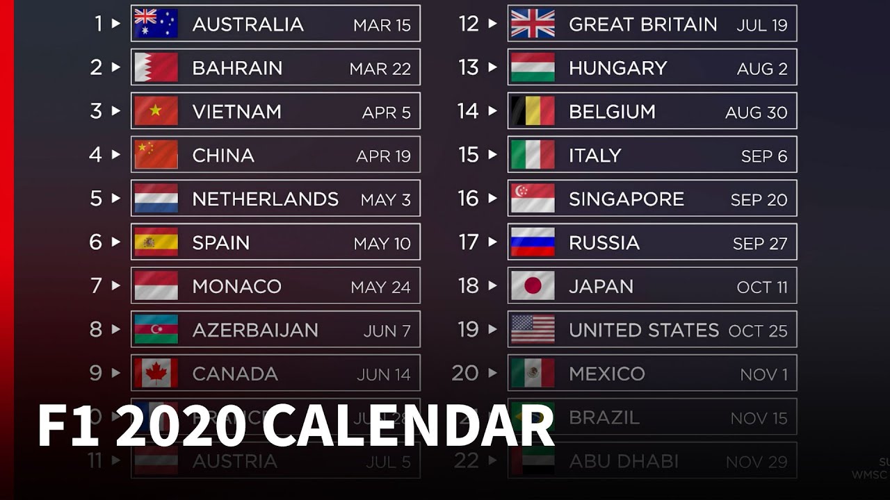 2020 F1 calendar - what's new?