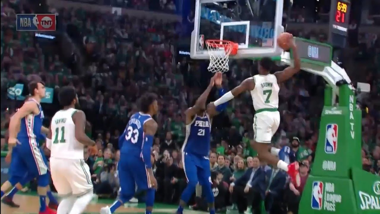 Jaylen Brown BANKS IN DUNK on Joel Embiid