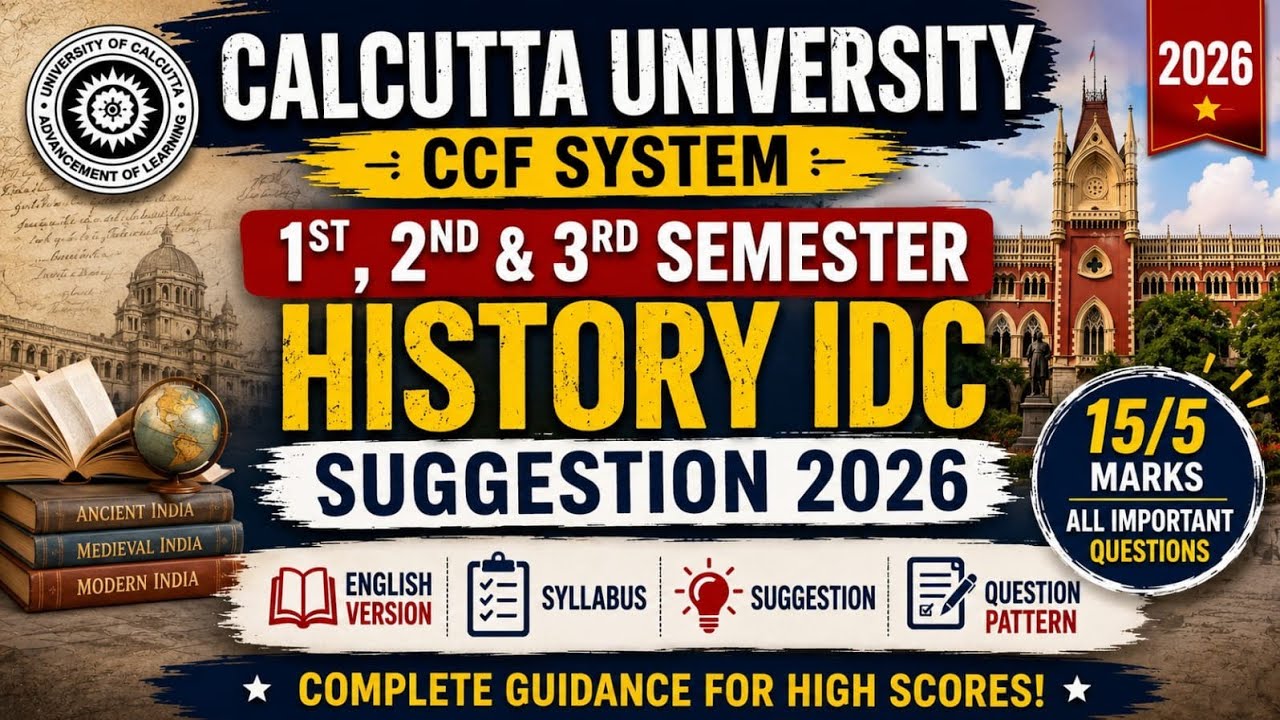 CU 1st, 2nd & 3rd Semester History IDC Suggestion in English Version 2026 / CU History IDC Syllabus