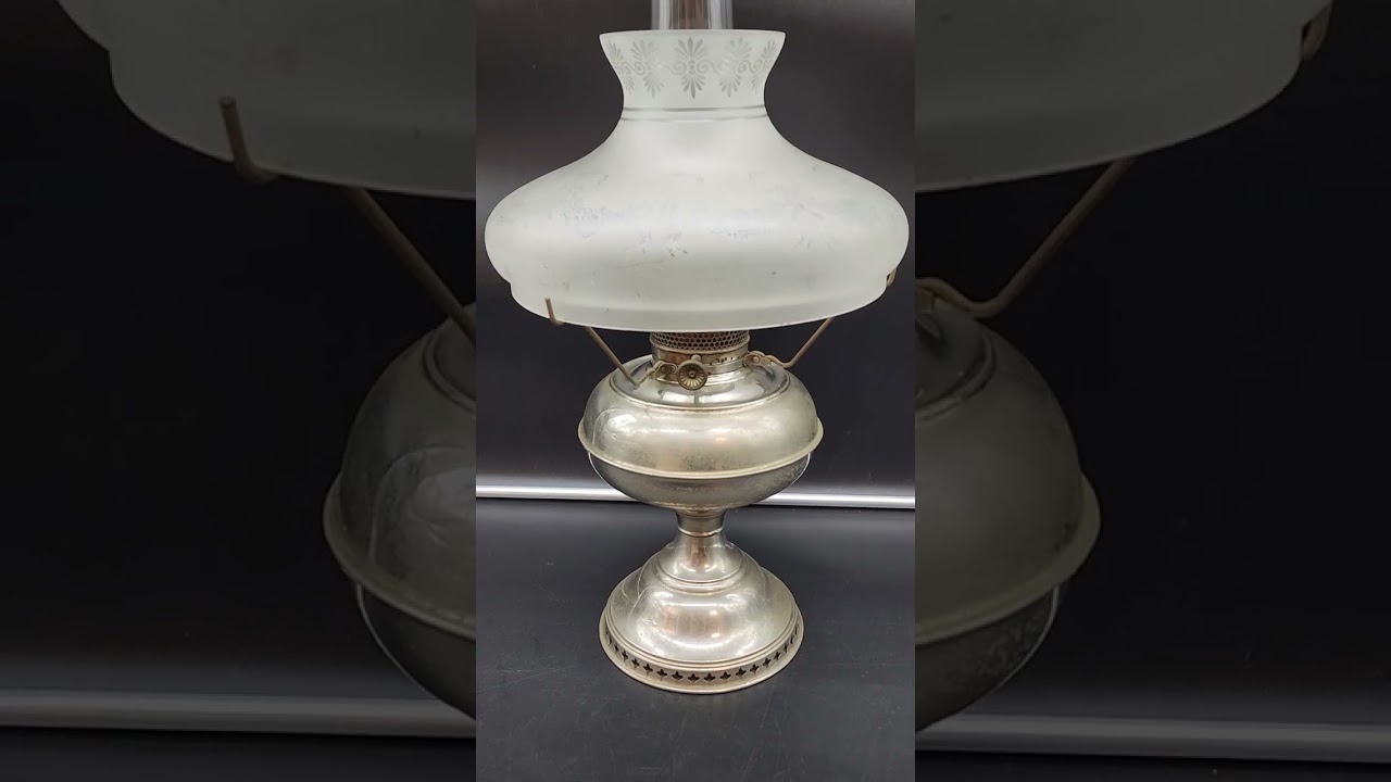 Sold! $85 Antique Nickel Plated Rayo center draft kerosene oil lamp 1905