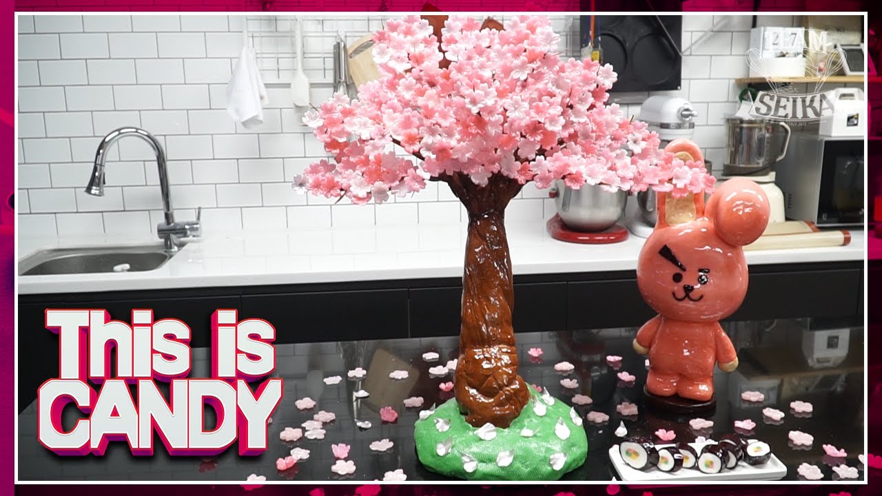 [설탕공예]슈가슬라임으로 시들지 않는 사탕 벚꽃나무 만들기 / D.I.Y cherry blossom Candy making whit sugar slime