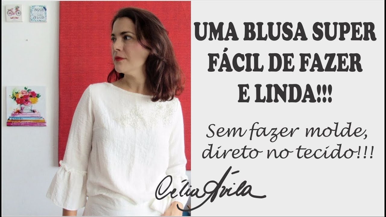 BLUSA FÁCIL DE FAZER E LINDA COM BABADO NA MANGA- COM CÉLIA ÁVILA