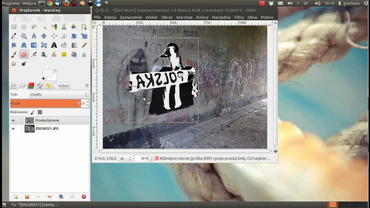 GIMP 2.8 Tutorial - Stencil graffiti - Banksy style graffiti [PL]