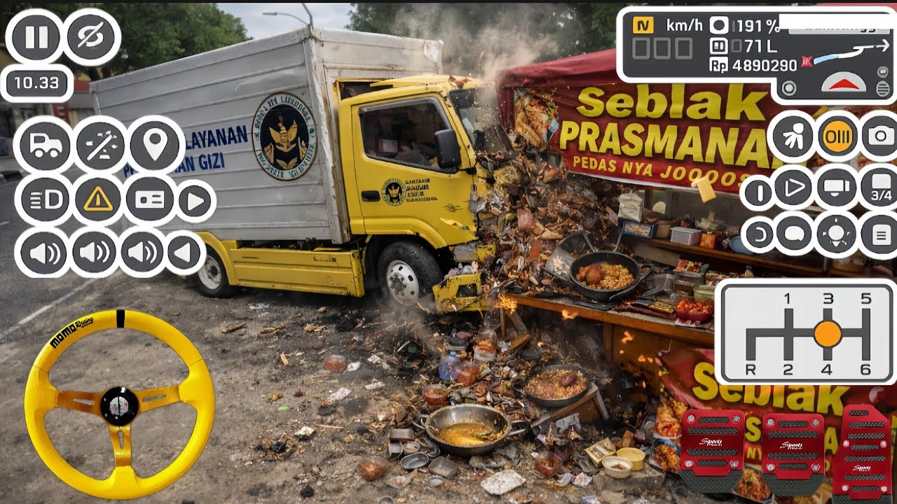 Грузовик MBG CANTER врезался в киоск SEBLAK в BU OMAH‼️BUSSID