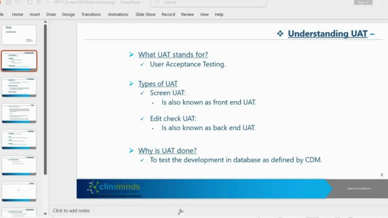User Acceptant Testing - Clinical Data Management