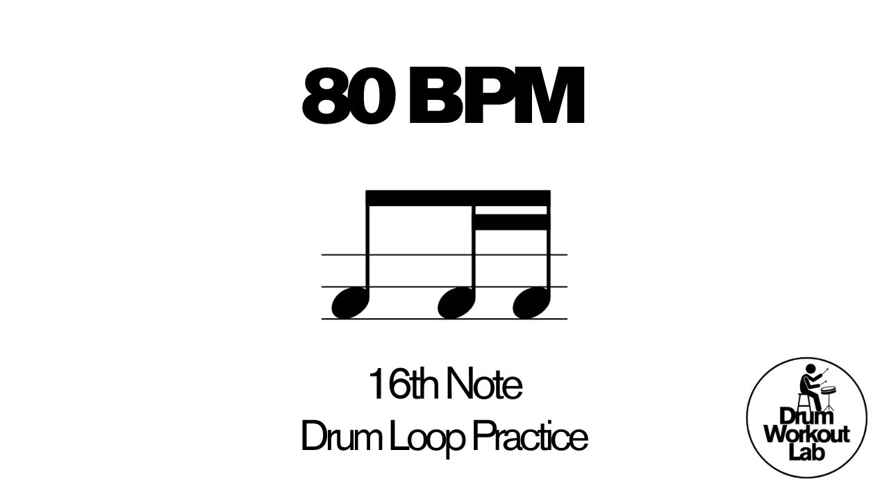 16th Note Drum Exercise | 1 e a | 80 BPM | Drum Loop