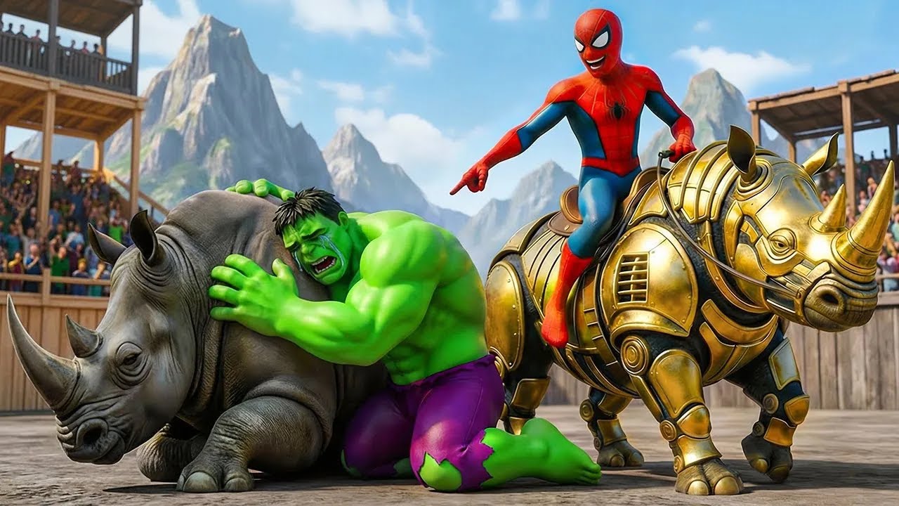 🐉🕷️ SPIDERMAN Wins The Magic Legendary Rhino Racing Championship – Epic Racing Challenge