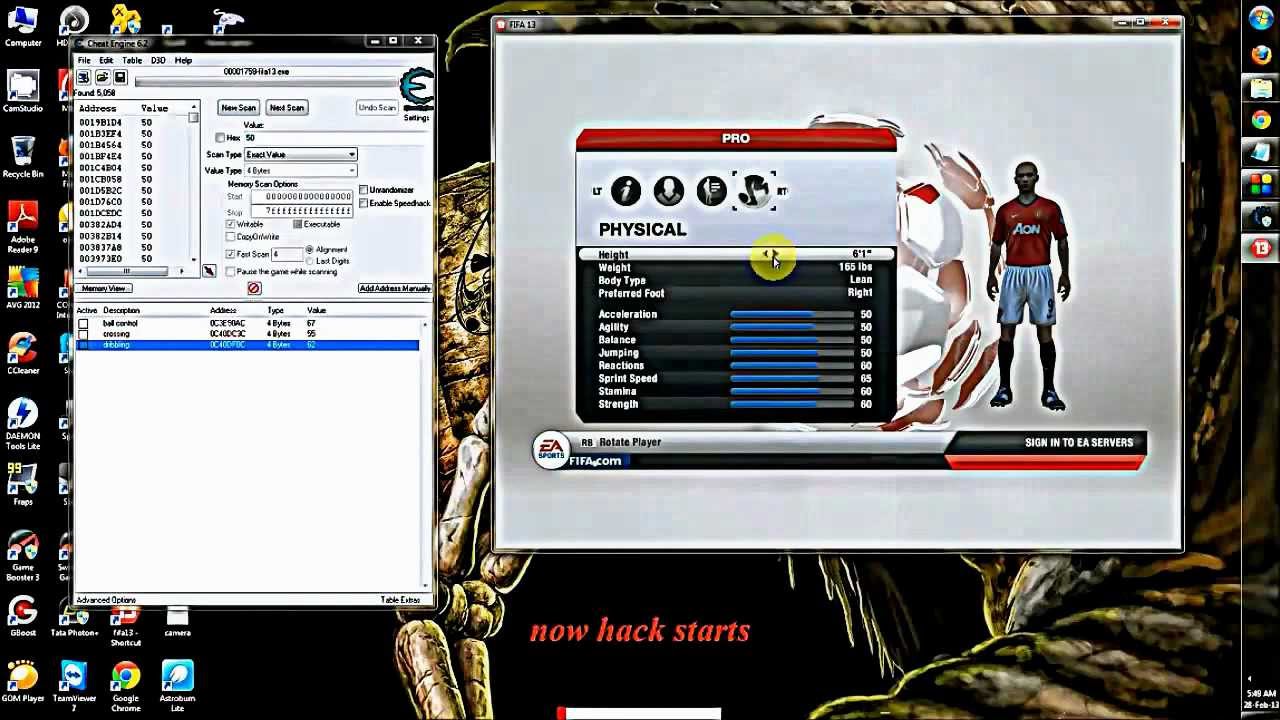 Fifa 13 virtual pro,pro career hack cheat engine feburary 2013 PART 1 !!!!!