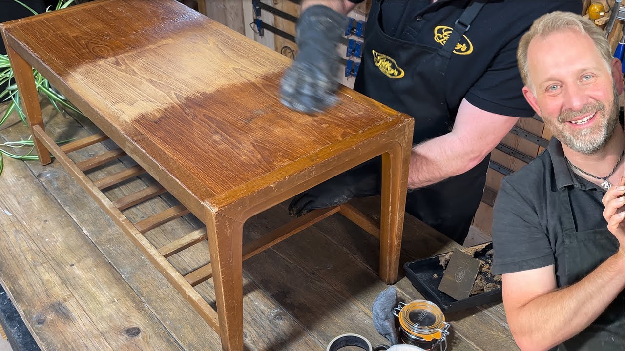 Mid Century Teak Coffee Table Restoration (ASMR Short Edit))