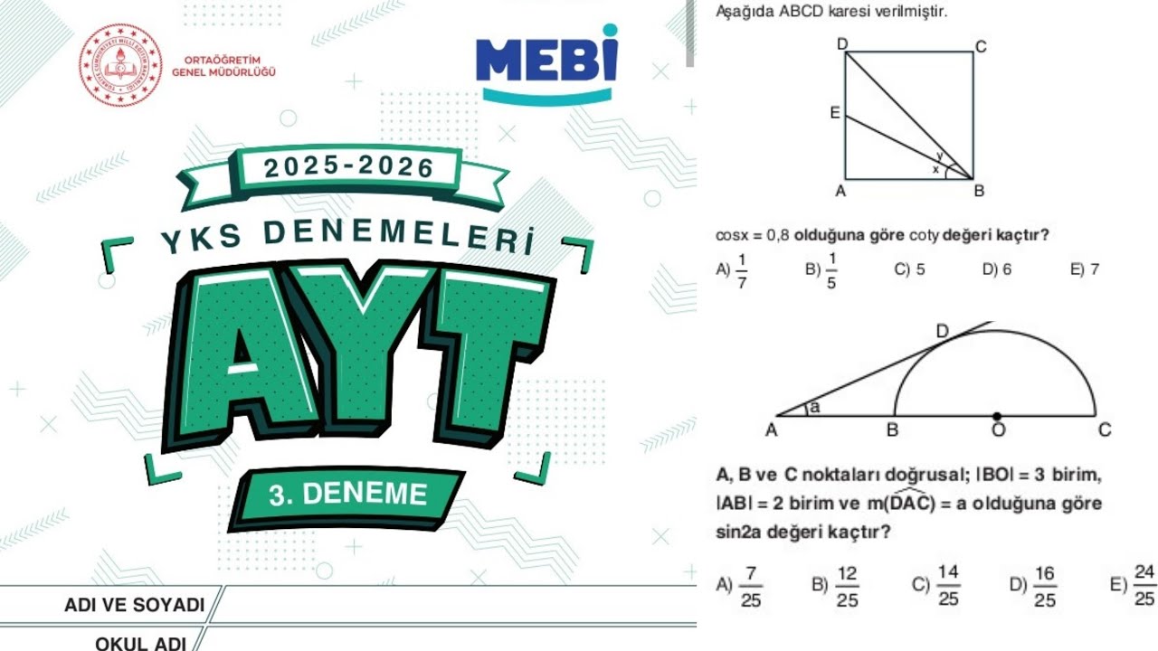 MEBİ AYT 3 MAT 27-31 SORULAR