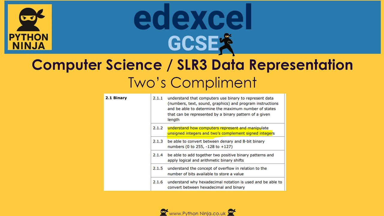 GCSE SLR3a (2.1.2): Convert denary to signed binary using Two's Compliment