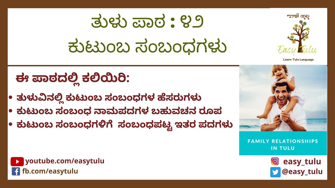 Tulu Lesson 42: Family Relationships in Tulu | ಕುಟುಂಬ ಸಂಬಂಧಗಳು | ತುಳು ಪಾಠ ೪೨: