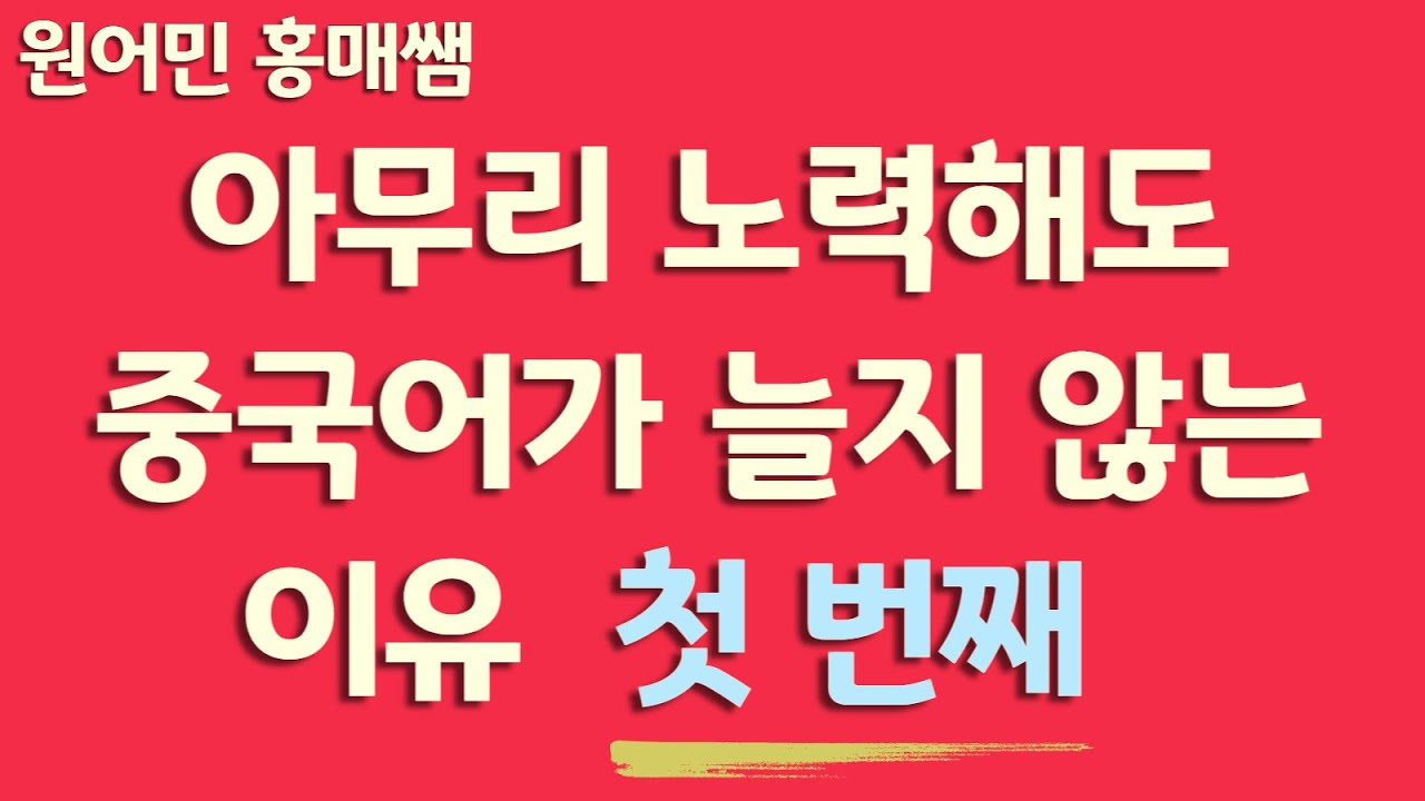 아무리 노력해도 중국어가 늘지 않는 이유 첫 번째ㅣ원어민 홍매쌤