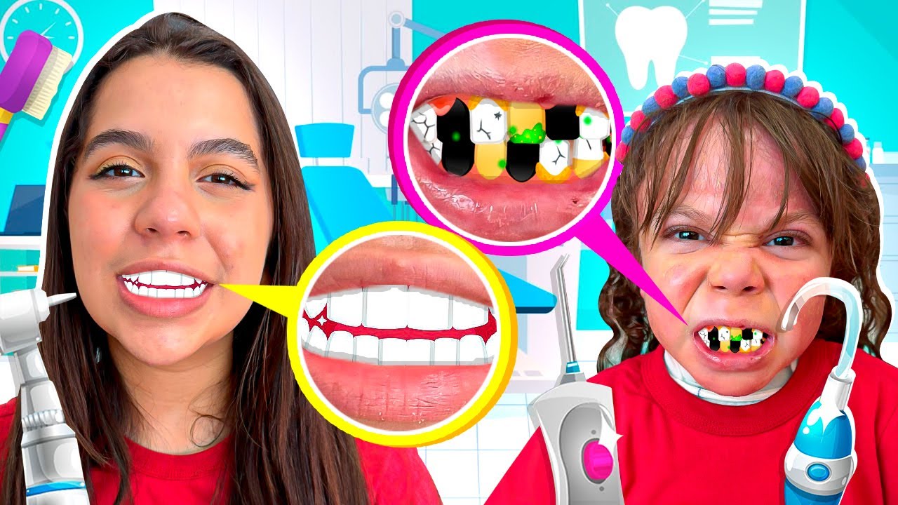SARAH E ELOAH aprendem sobre CUIDAR DOS DENTES | and Rules of Conduct Funny Story for Kids