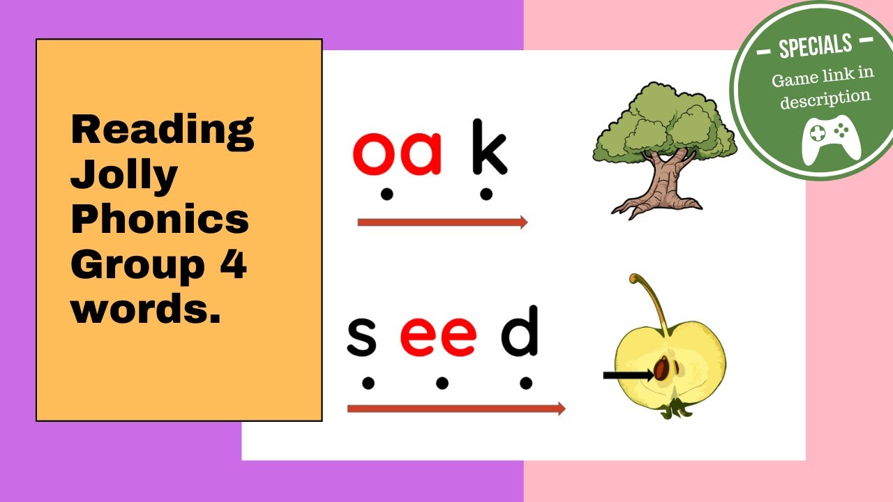 Jolly Phonics group 4 (ai, j, oa, ie, ee, or)| Dot reading| CVC words| Blending| Game included