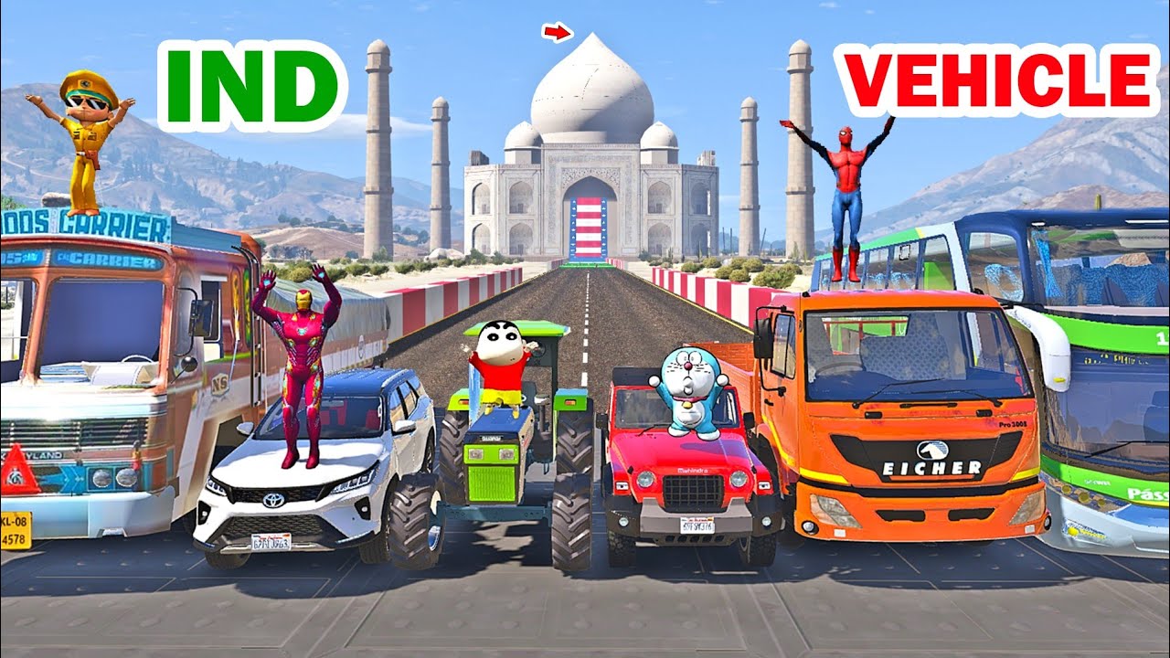 gta 5 Indian cars taj mahal jump challenge | gta 5 in telugu | gta 5 steering wheel