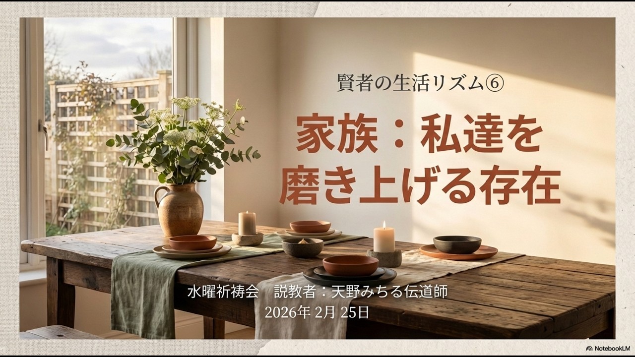 「家族：私達を磨き上げる存在」～忙しい人を支える「賢者の生活リズム」⑥～天野みちる師【水曜祈祷会】2026-02-25