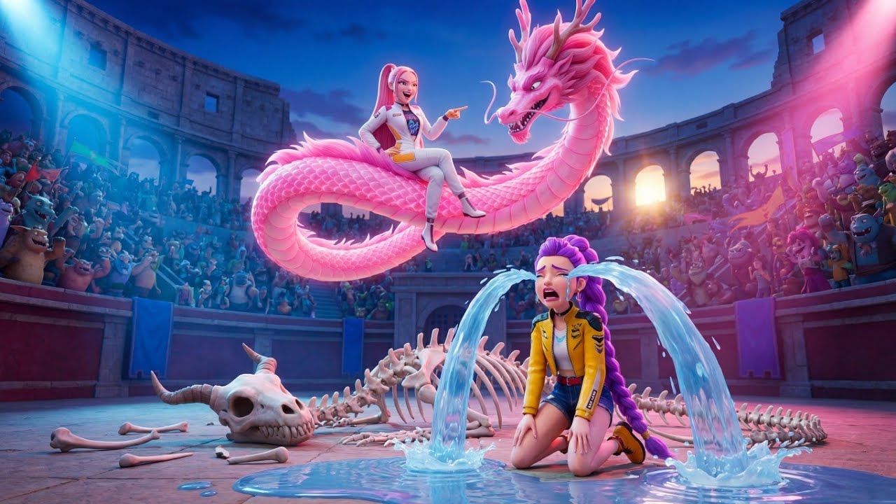 🐉 Rumi's skeleton Ryujin dragon🐉 vs Mira's Pink Shenron Dragon 🐉 — Can Rumi Win This Race?❤️‍🔥🐲