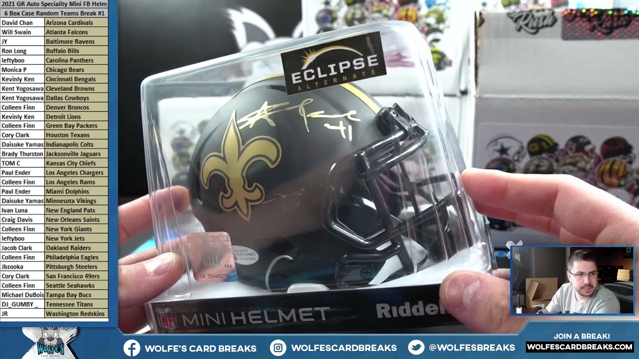 2021 Gold Rush Auto Mini Football Helmet Series 2 Specialty Ed. 6 Box Case Random Teams Break #1