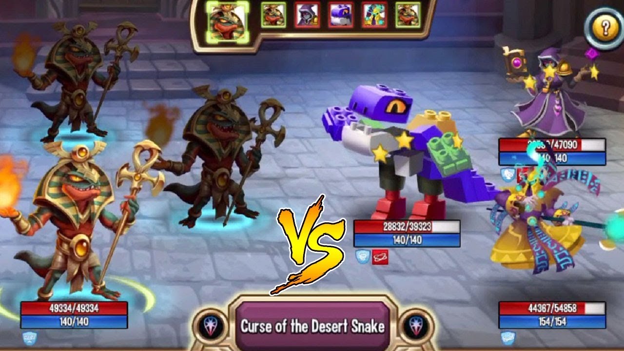 Monster Legends - Viperhotep leve 130 vs Blockheart combat review