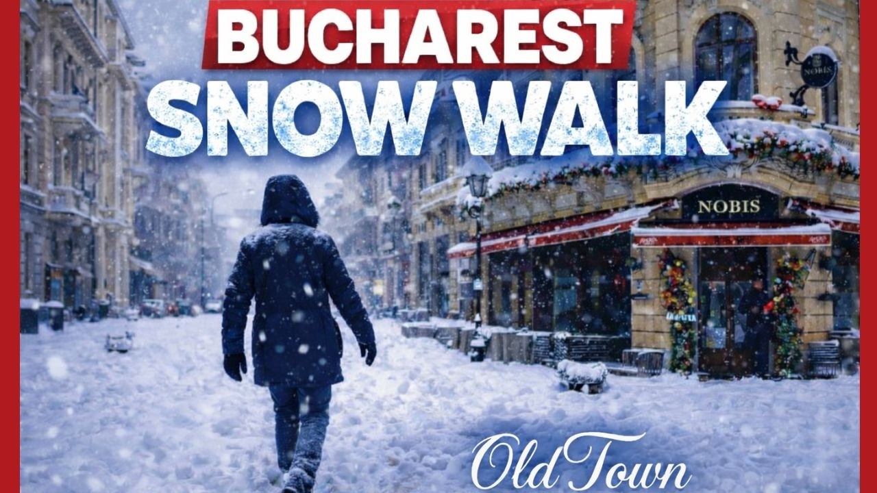 Ninsoare puternică în București Plimbare prin Centru Vechi - Winter Wonderland in Bucharest Old Town