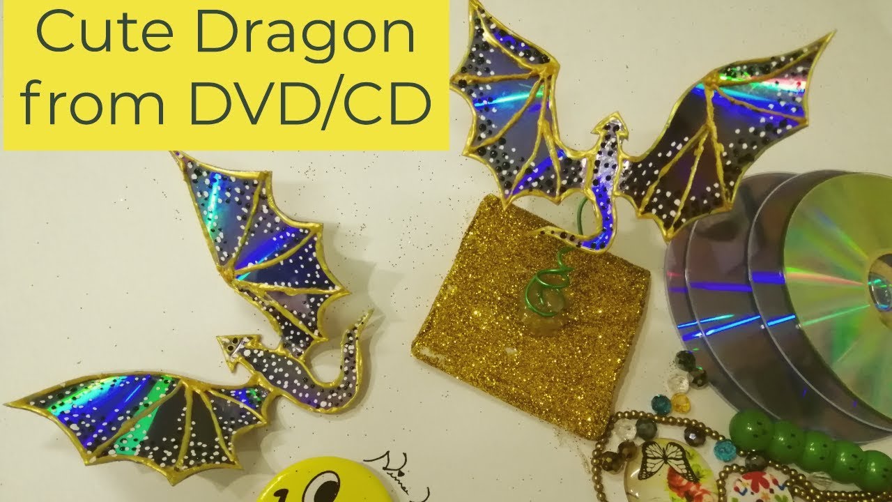 Waste Material Craft Ideas|Recycle DVDs in to Cute Dragon #bestoutofwaste #RecycleDVDs #cdrecycling