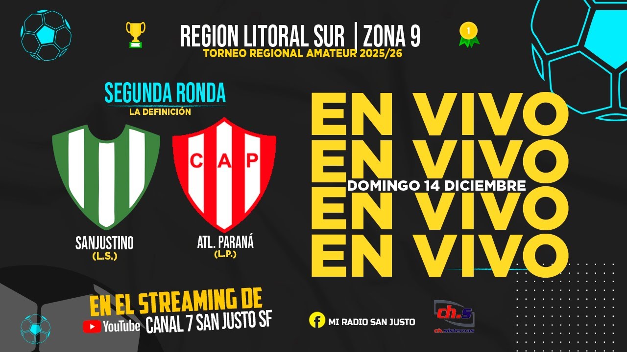 ⚽Torneo Regional Federal Amateur ➡️⚪🟢SANJUSTINO  vs 🔴⚪ATL. PARAN&Aacute;  -  OCTAVOS DE FINAL EN VIVO 🏆