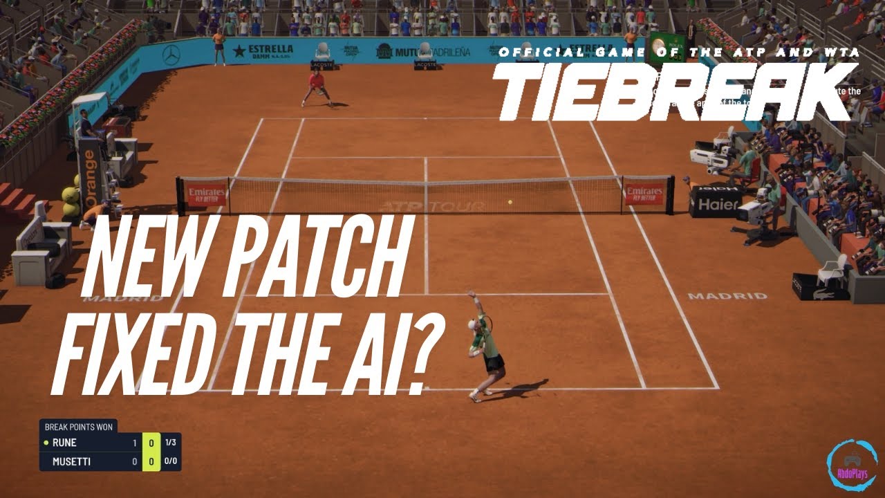 TIEBREAK new patch fixed the AI? Rune vs. Musseti - Madrid Open -  V1.0.4778 - PC gameplay