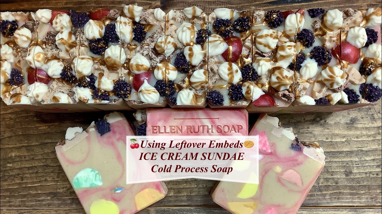 Making ICE CREAM SUNDAE Goat Milk Soap using All my Leftover Embeds❣️ | Ellen Ruth Soap