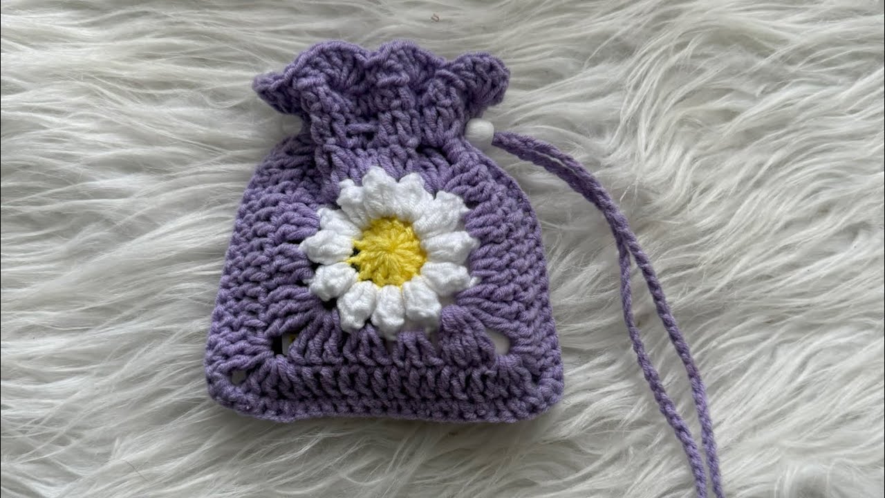 Tuto Crochet – Pochon granny fleuri 🌸 | Jour 9 du Calendrier de l’Avent