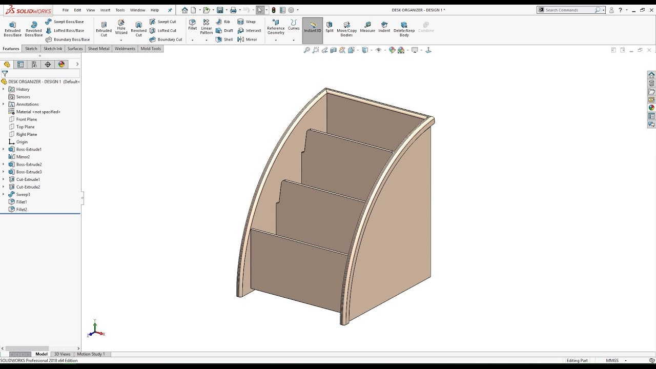 How to design a Desk Organizer.| 3D Model | ADVANCE SOLIDWORKS | DESIGN BY -  GYANJEET RAJ |