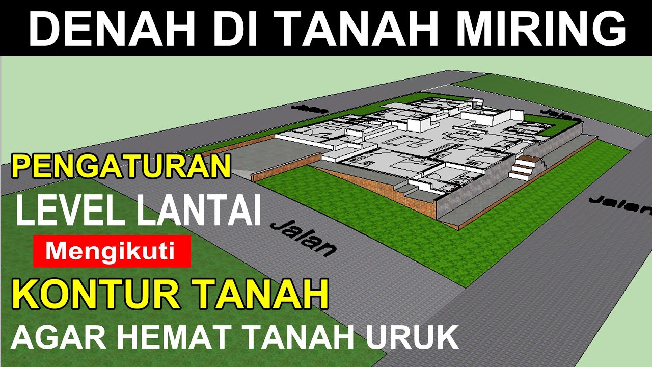 Denah Rumah Di Tanah Miring - Level Lantai disesuaikan Kontur agar Estetik dan Tidak Banyak Uruk