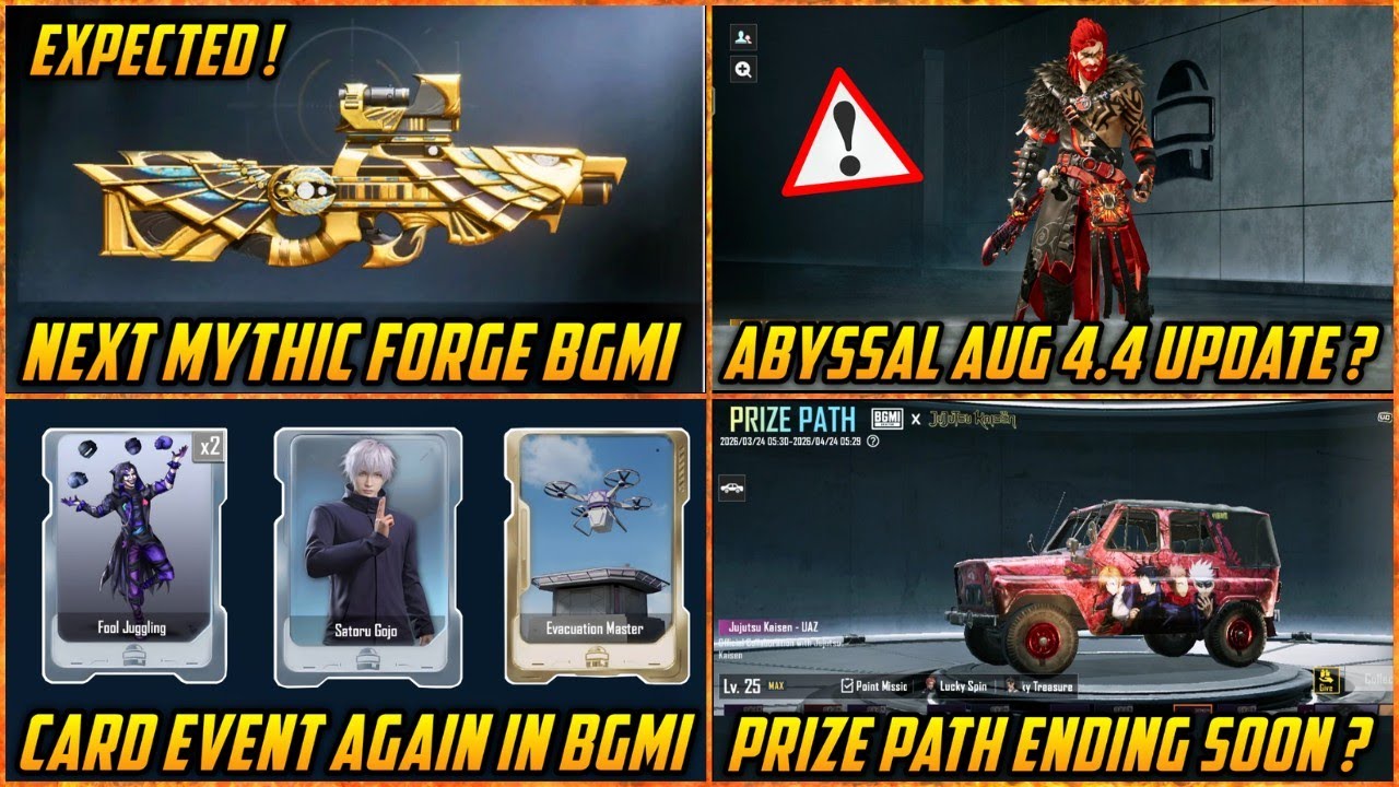 🔴 Expected Mythic Forge Guns in 4.4 Update BGMI | Abyssal Aug in Next Update ? | Card Event Again ?