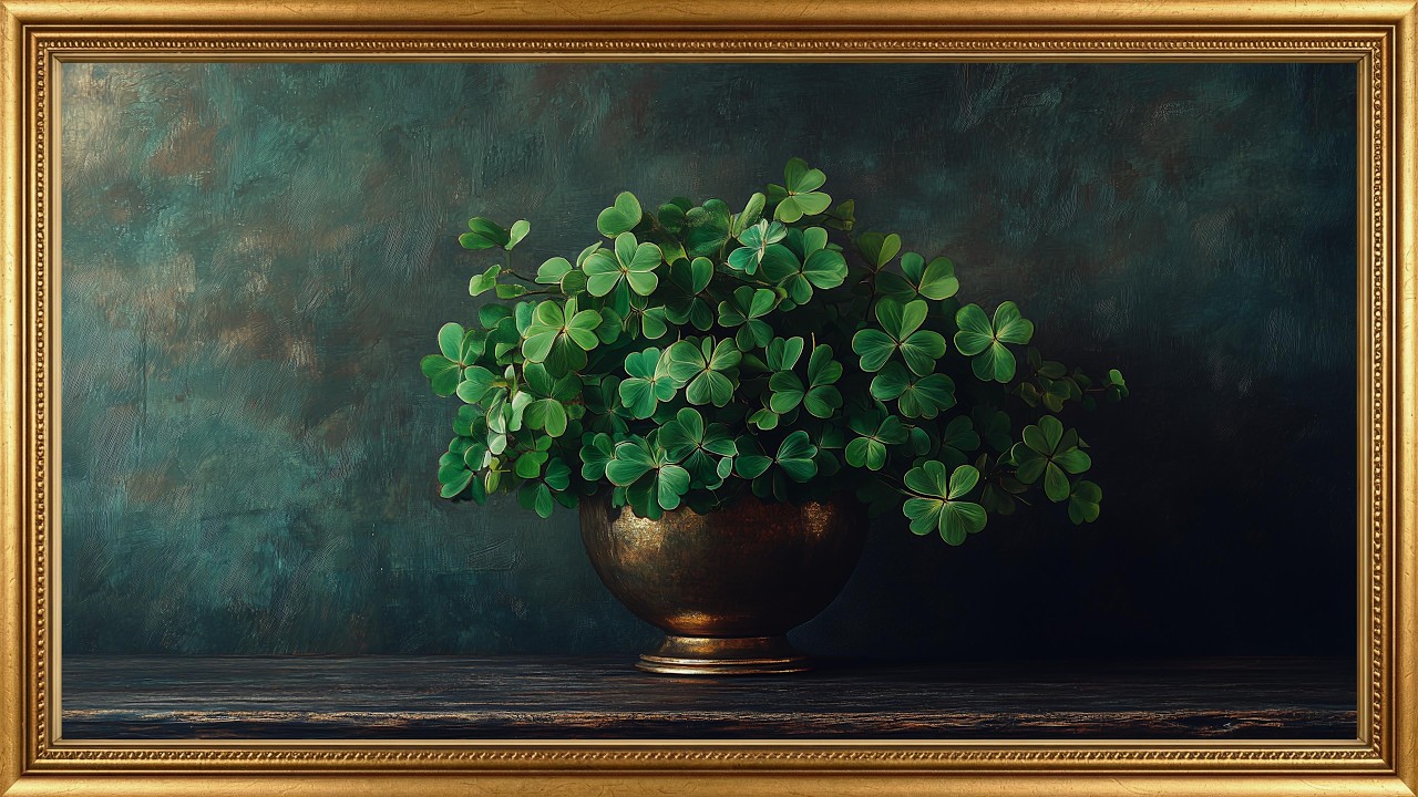 St. Patrick’s Day Frame TV Art 🍀 Emerald Clover Botanicals | Irish Screensaver Ambience with Music
