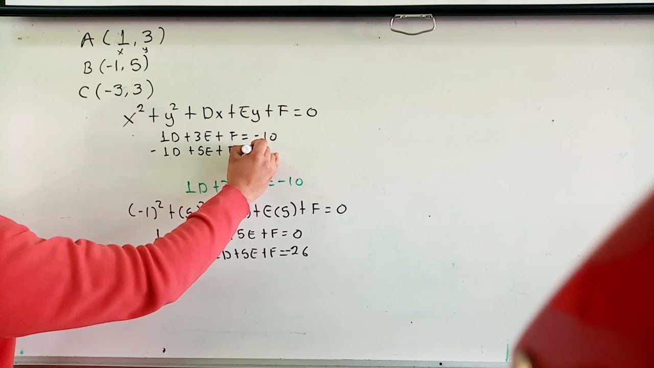 Circunferencia que pasa por 3 puntos por determinantes (método fácil)