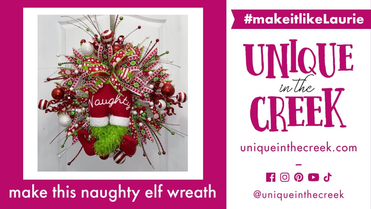 Naughty Elf Christmas Deco Mesh WREATH KIT (KIT-76-LG) | Elf Butt | By Laurie
