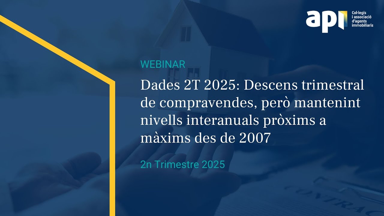 Dades 2T 2025: Descens trimestral de compravendes, però mantenint nivells interanuals pròxims a 2007