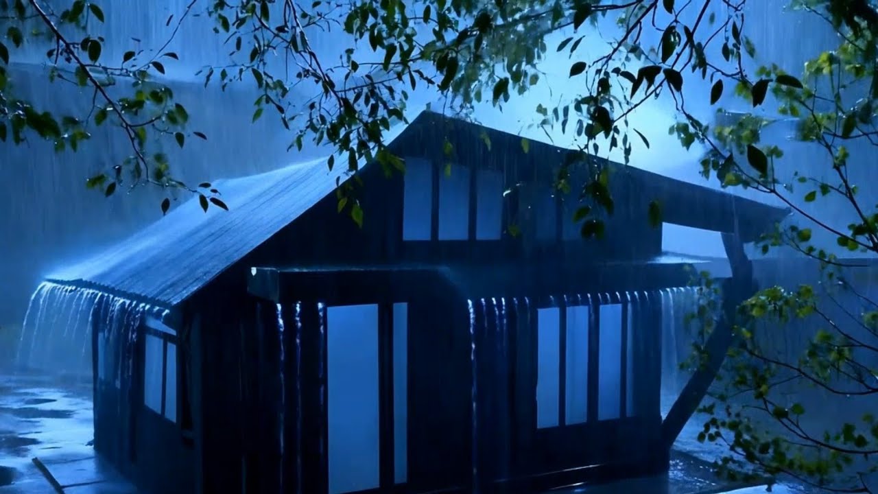 Heavy Rain & Thunderstorm Sounds on Thatched Roof in Old Forest | Deep Sleep Rain Sounds